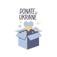 Vektor Abbildungen Spende Box mit Herzen. Hilfe zum Ukraine