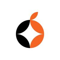 logotyp svart orange brev bo första vektor