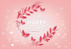glücklich Mutter Tag Illustration Gruß Karte mit retro Text Blume Grenze, vektor