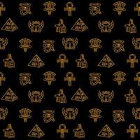 sömlös mönster med egypten ikoner på en svart bakgrund vektor