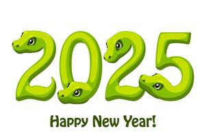 de 2025 år av de orm. tecknad serie siffra 2025. tecknad serie hälsning kort. vektor