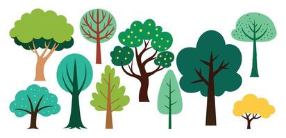 ritad för hand träd samling uppsättning, illustration vektor för infographic eller Övrig användningar