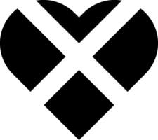 minimalistisk svart hjärta med ett x i de Centrum vektor