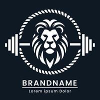 Fitness Logo mit Hantel und Löwe Kreis Seil zum Fitnessstudio branding Emblem m modern Farbe Weiß schwarz vektor