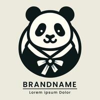 panda logotyp ha på sig söt kläder modern enkel stil söt branding vektor