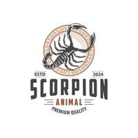 Skorpion Logo Identität Design Jahrgang retro einfach schwarz Silhouette Vorlage giftig Wald Tier vektor
