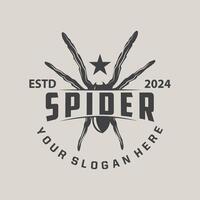 retro Tier Insekt Spinne Logo Design Jahrgang Illustration einfach schwarz Silhouette Vorlage vektor