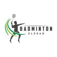 Badminton Logo Vektor schwarz Silhouette Badminton Sport Spieler Jahrgang minimalistisch Schläger und Federball Design Illustration Vorlage
