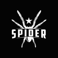 retro djur- insekt Spindel logotyp design årgång illustration enkel svart silhuett mall vektor