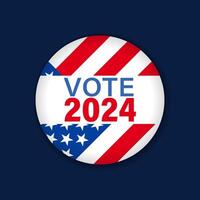 rösta 2024, val dag runda emblem. oss president- val vektor illustration