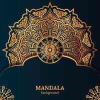 lyxig mandala bakgrund med gyllene arabiska mönster arabisk islamisk öststil vektor