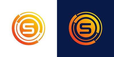 Brief s Technologie Logo, abstrakt Technologie Kreis Symbol , Logo Design Medien, Daten, Digital Verbindung Vektor Vorlage