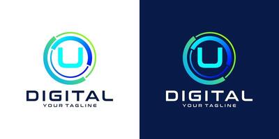 Brief u Logo Design Vorlage Technologie, modern Kreis Logo Digital, Technologie, Verbindung, Daten, Medien, Kreis Linie vektor