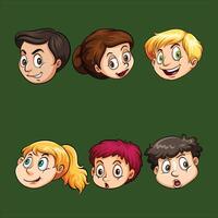tecknad serie barns ansikten med annorlunda uttryck vektor