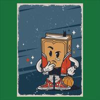 en tecknad serie bok karaktär innehav en basketboll vektor