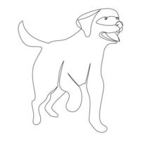 kontinuerlig ett linje hund teckning ut linje vektor illustration design