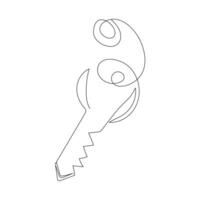Schlüssel Single Linie Vektor einer kontinuierlich Linie Zeichnung von Schlüssel Schlüssel Linie Symbol