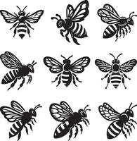Biene fliegend Vektor Illustration Symbol einstellen auf ein Weiß Hintergrund.