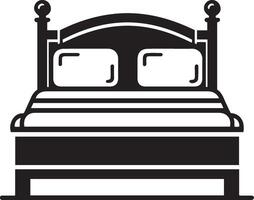 dubbel- säng platt vektor ikon. säng möbel symbol dubbel- säng ikon. möbel symbol för hotell rum.