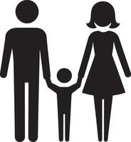 Eltern und Kind Silhouette zum Familie Symbol solide im modisch Stil. glücklich wenig Familie zum Versicherung Symbol mit Mutter, Vater, und Sohn unterzeichnen. vektor