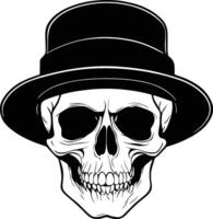 skalle med hatt, död- man huvud, skelett, zombie, hatt, spöke, cowboy vektor