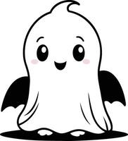 söt halloween spöke linje konst, bebis spöke, holloween, alla hjärtans dag, skrämmande, läskigt, spöke vektor