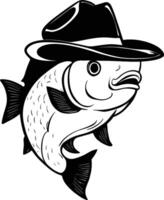 Fisch tragen ein Hut, Aquarium Fisch, Angeln, Gentleman Fisch, Cowboy, Haustier, Gold Fisch vektor