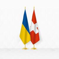 ukraina och schweiz flaggor på flagga stå, illustration för diplomati och Övrig möte mellan ukraina och schweiz. vektor