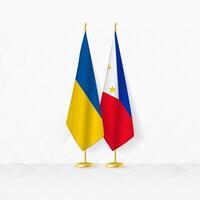 Ukraine und Philippinen Flaggen auf Flagge Stand, Illustration zum Diplomatie und andere Treffen zwischen Ukraine und Philippinen. vektor