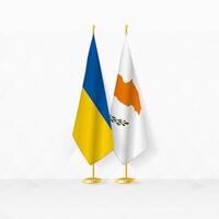 ukraina och cypern flaggor på flagga stå, illustration för diplomati och Övrig möte mellan ukraina och Cypern. vektor