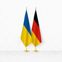 Ukraine und Deutschland Flaggen auf Flagge Stand, Illustration zum Diplomatie und andere Treffen zwischen Ukraine und Deutschland. vektor