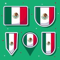 platt tecknad serie vektor illustration av mexico nationell flagga med många former inuti