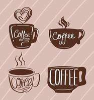 Symbole mit Tassen Kaffee vektor