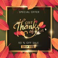 Thanksgiving Day Sale Banner Hintergrund vektor