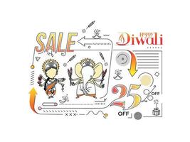 glad diwali försäljning banner affisch, vektor illustration.