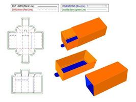 Hülsen-Geschenkbox, Geschenkboxen aus Karton im Schubladenstil, Dieline-Vorlage und 3D-Vektordatei vektor