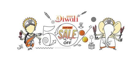 glückliches Diwali-Verkaufsfahnenplakat, Vektorillustration. vektor