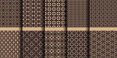 lyxiga islamiska sömlösa mönster, arabiska dekorativa ornament med stjärnor och virvlar vektor