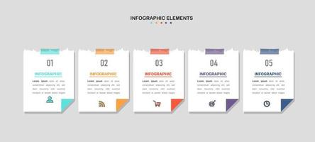 Business-Infografik mit Notizpapier-Design-Vektor. vektor
