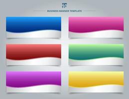 Satz von Vorlagen Business Banner Webdesign abstrakte Streifen Wellenlinien Grafik blau, rot, gelb, lila, rosa, grün Farbverlauf Hintergrund. vektor