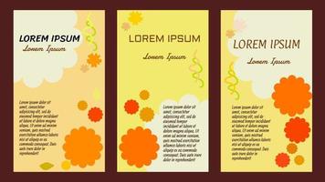 Set aus 3 Social-Media-Story-Vorlagen mit floralen Motiven und fröhlichen Naturfarben, komplett mit Beispieltext vektor