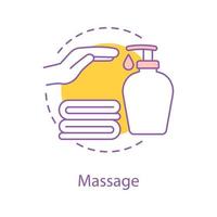 Symbol für Massagekonzept. Spa-Salon Idee dünne Linie Illustration. Badezubehör. Hände waschen. Vektor isolierte Umrisszeichnung