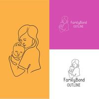 das Logo Mutter Umarmung Baby, im das Linie Kunst Stil, im liebend zum Geschäft, Baby Geschäft vektor