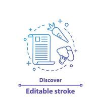 upptäck receptkonceptikon. välja ingredienser idé tunn linje illustration. matlagning. vektor isolerade konturritning. redigerbar linje