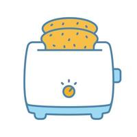 Toaster mit Toast-Farbsymbol in Scheiben schneiden. Brottoaster. Küchengerät. isolierte Vektorillustration vektor