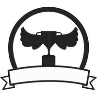Logo-Trophäe schwarz weißer und weißer Farbhintergrund. vektor