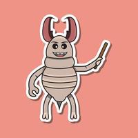 söt insekt klistermärke med undervisning termit tecknad. rosa bakgrund. vektor