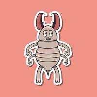 söt insekt klistermärke med förvirrande termit tecknad. rosa bakgrund. vektor