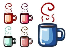 Kaffee und heiße Schokolade Milchtasse Set Cartoon-Vektor-Illustration vektor