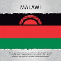 malawis flagga på trasigt papper vektor